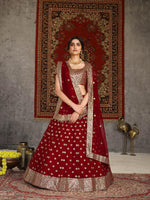 Striking Red Net Lehenga Set - Rajwada