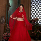 Striking Red Net Lehenga Set - Rajwada