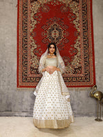 Striking White Net Lehenga Set - Rajwada