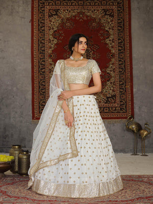 Striking White Net Lehenga Set - Rajwada