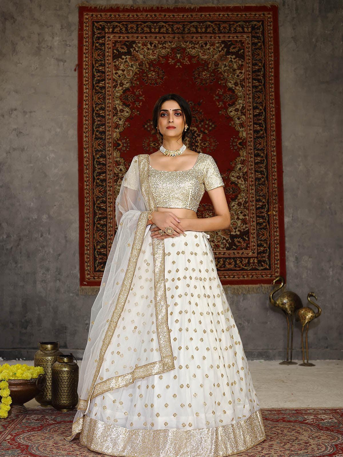 Striking White Net Lehenga Set - Rajwada