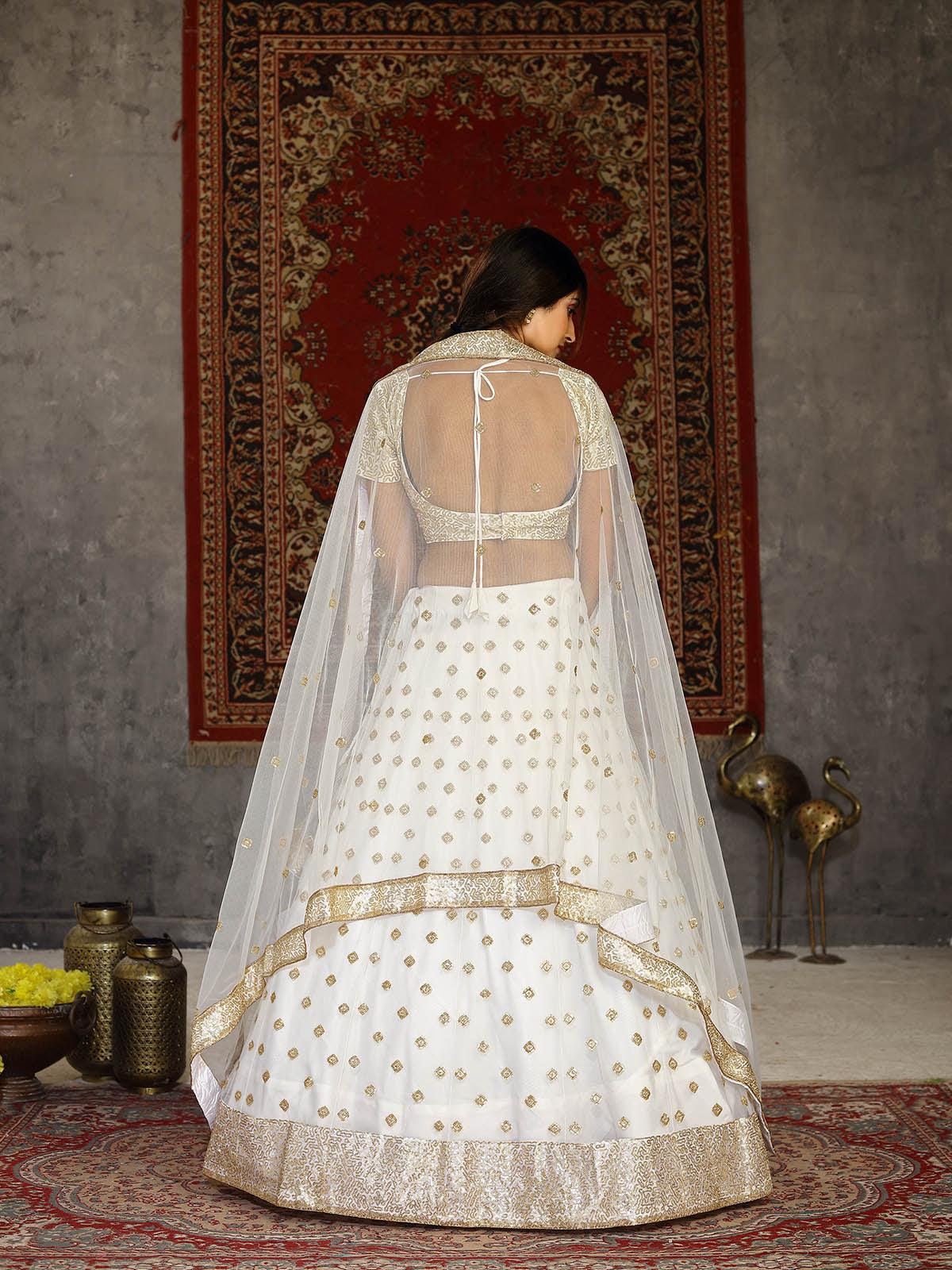 Striking White Net Lehenga Set - Rajwada