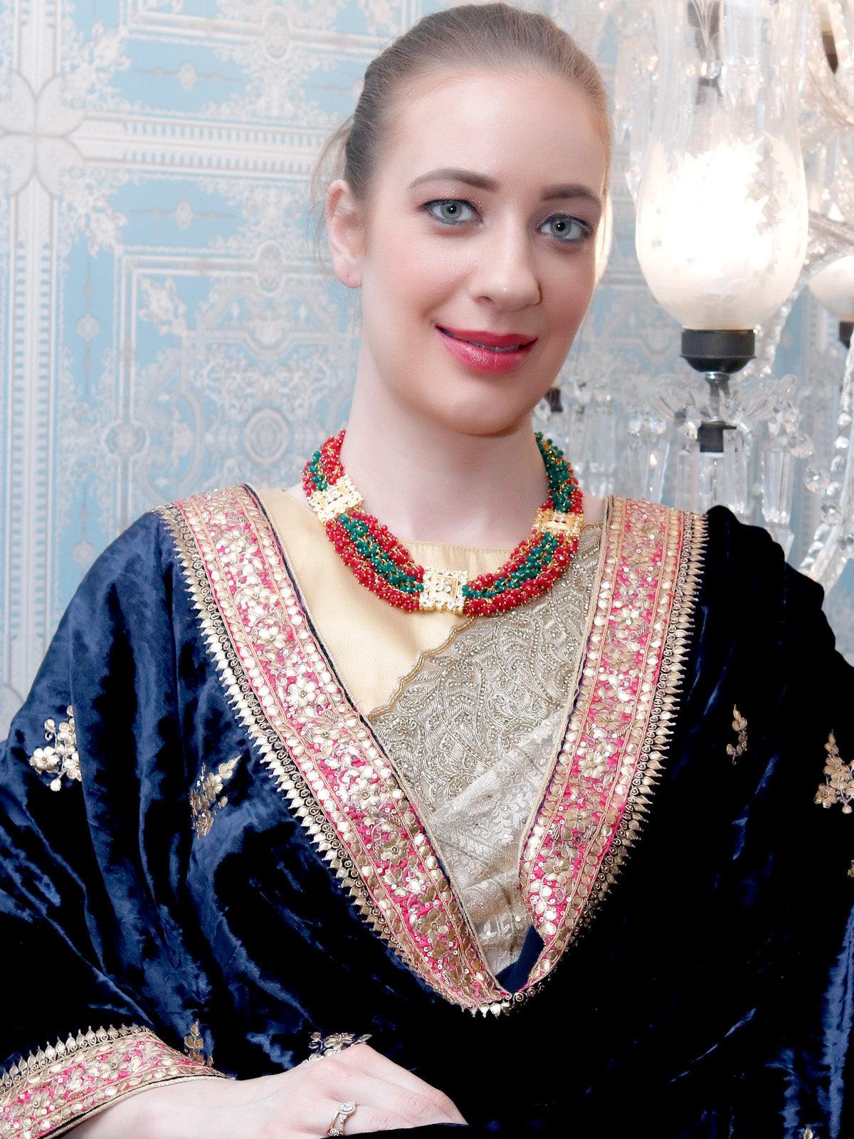 STUNNING BEADS CHOKER NECKLACE SET FOR WOMEN - Rajwada