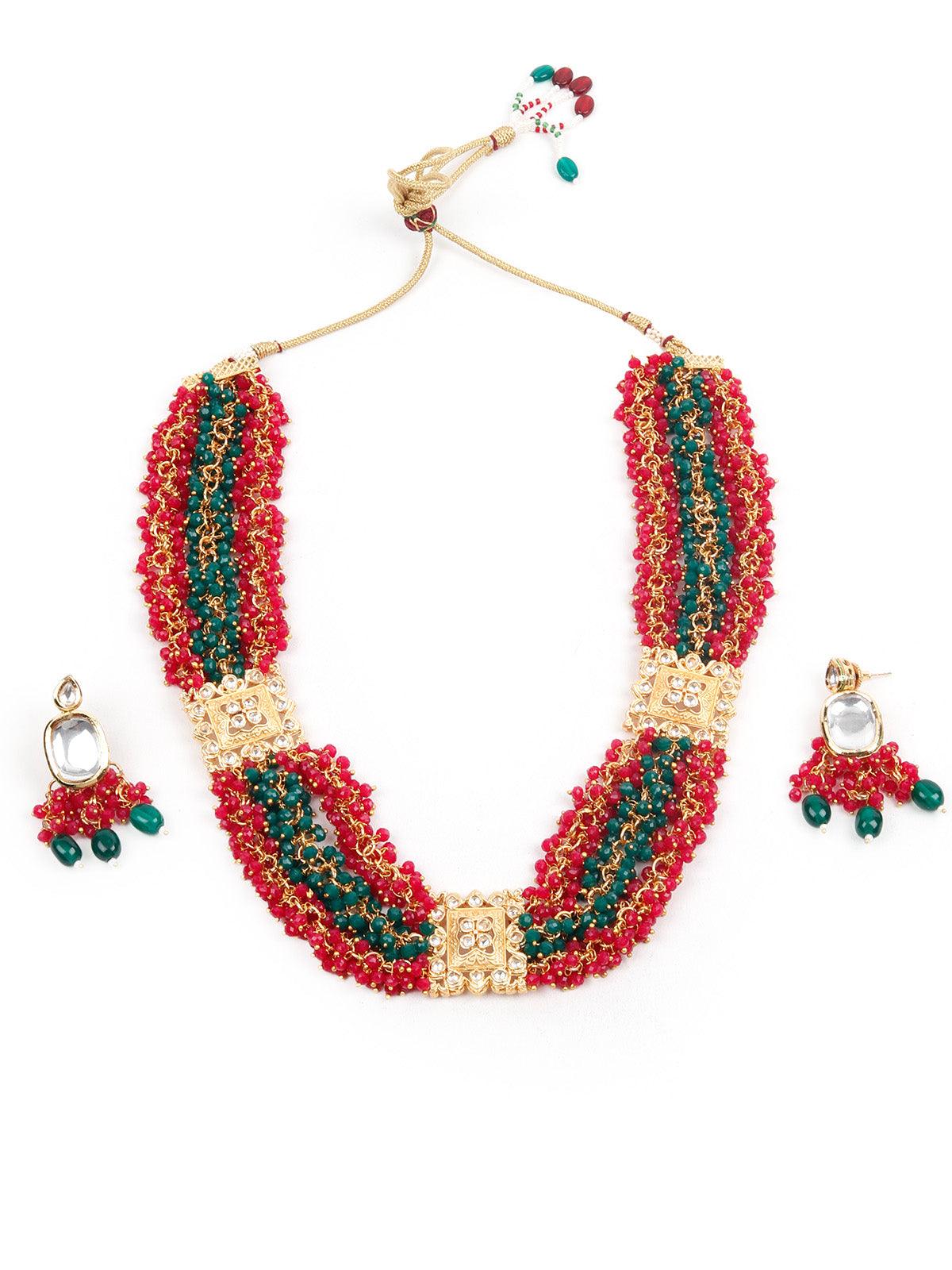 STUNNING BEADS CHOKER NECKLACE SET FOR WOMEN - Rajwada