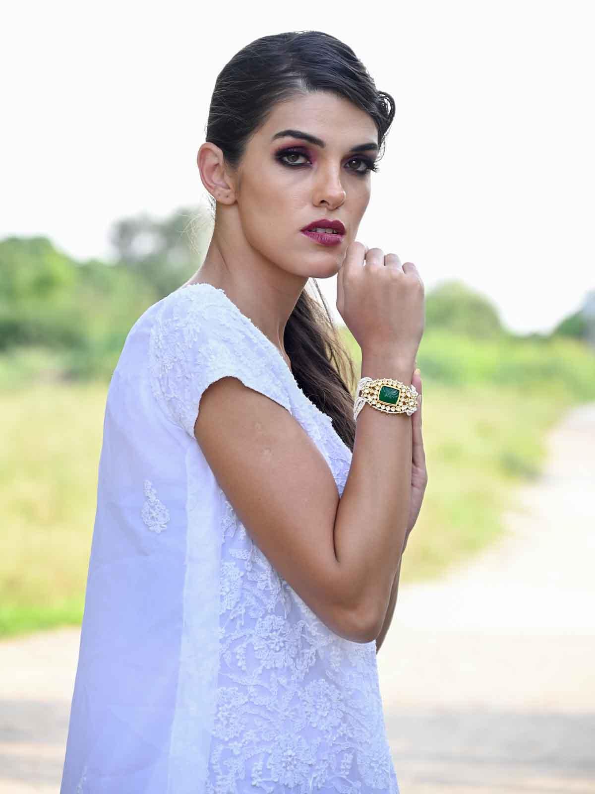 Stunning Embellished Gold Bracelet - Rajwada