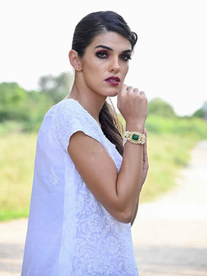 Stunning Embellished Gold Bracelet - Rajwada
