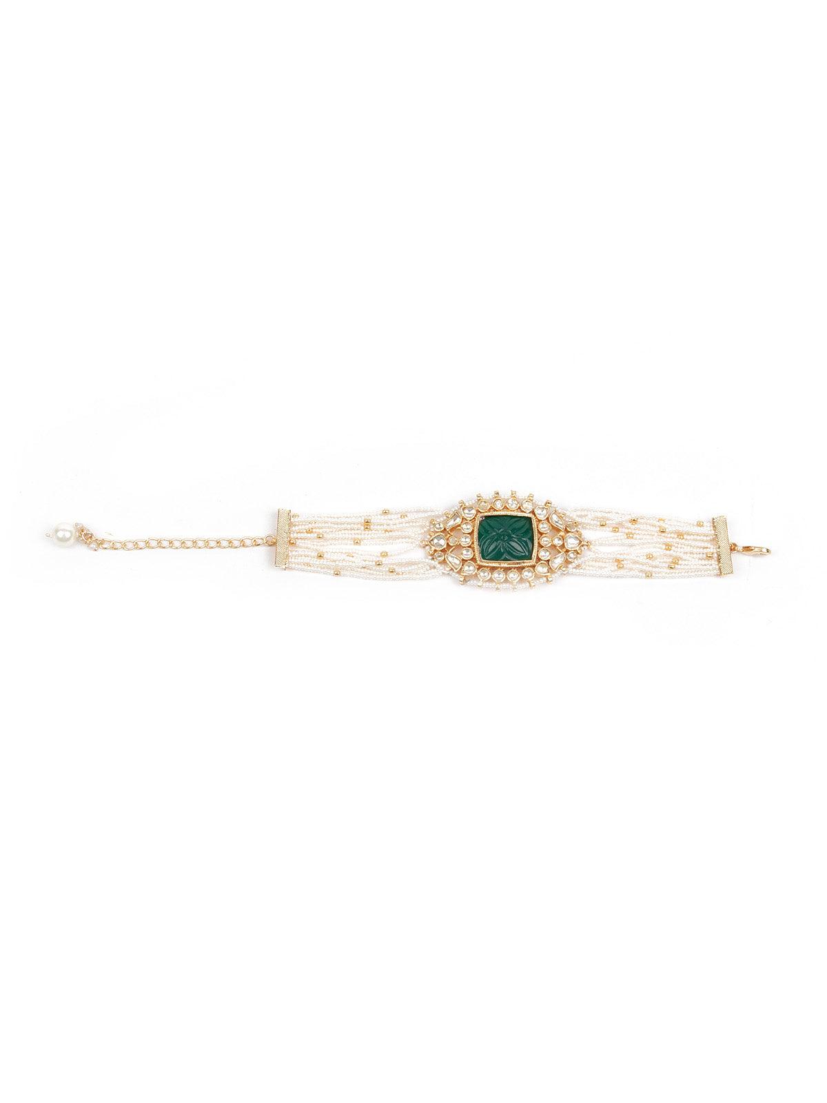 Stunning Embellished Gold Bracelet - Rajwada