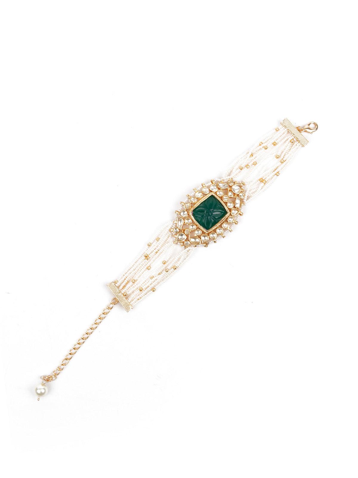 Stunning Embellished Gold Bracelet - Rajwada