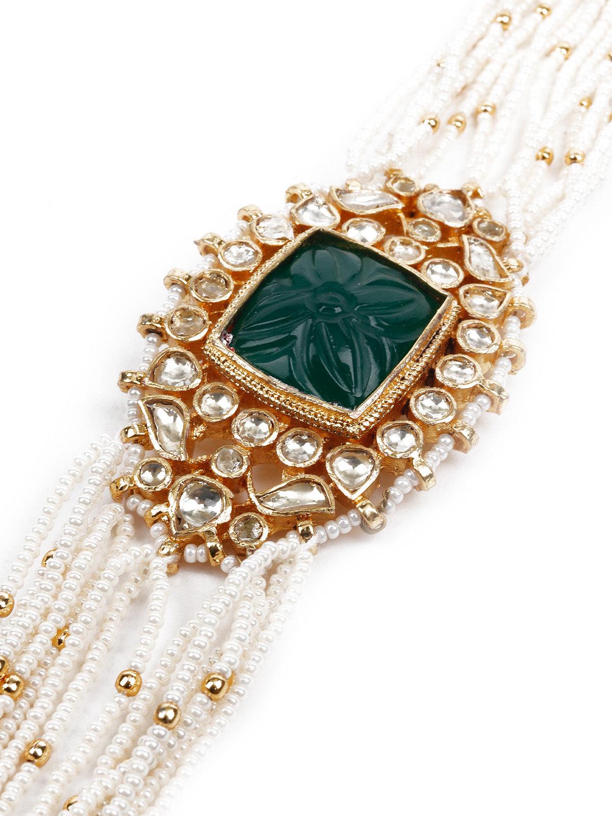 Stunning Embellished Gold Bracelet - Rajwada