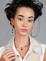 Stunning embellished green princess necklace set - Rajwada
