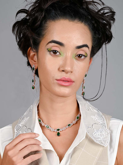 Stunning embellished green princess necklace set - Rajwada