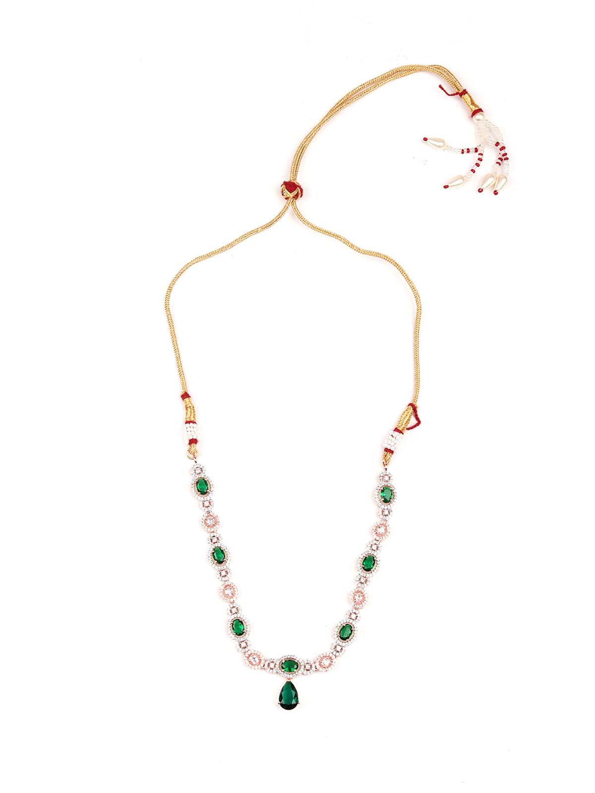 Stunning embellished green princess necklace set - Rajwada