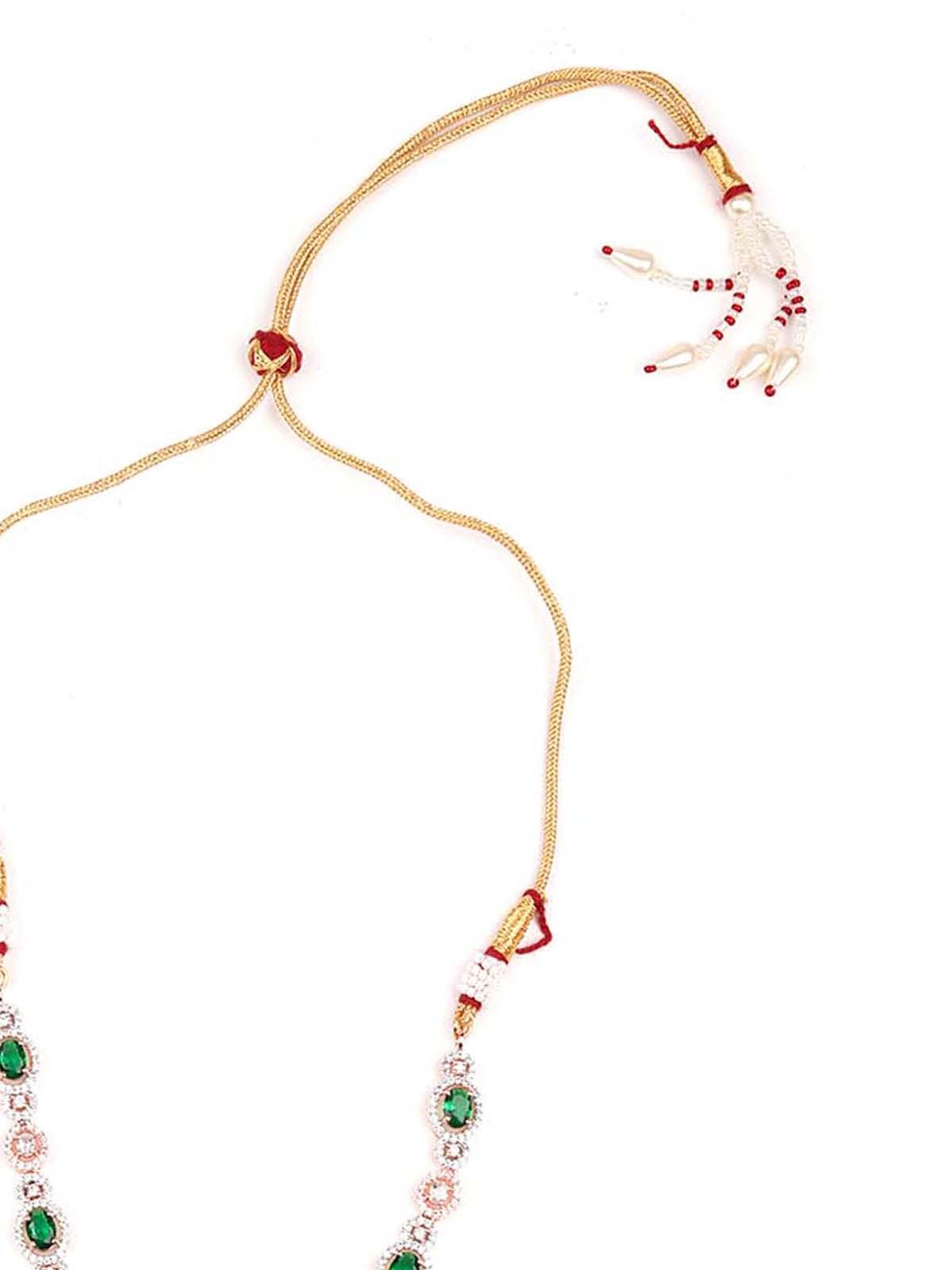 Stunning embellished green princess necklace set - Rajwada