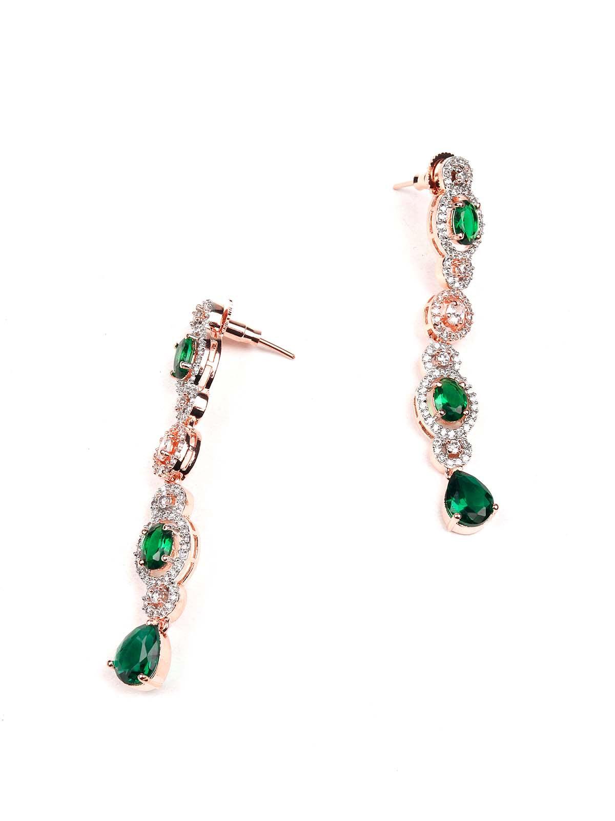 Stunning embellished green princess necklace set - Rajwada
