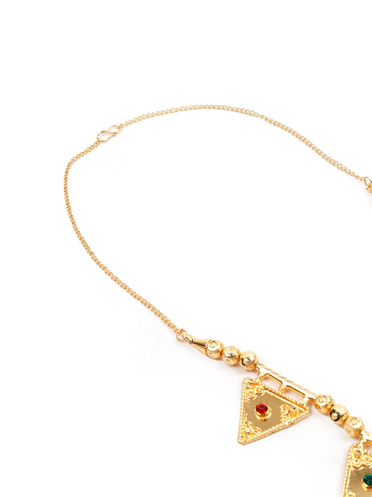 STUNNING GOLD LONG NECKLACE SET FOR WOMEN - Rajwada