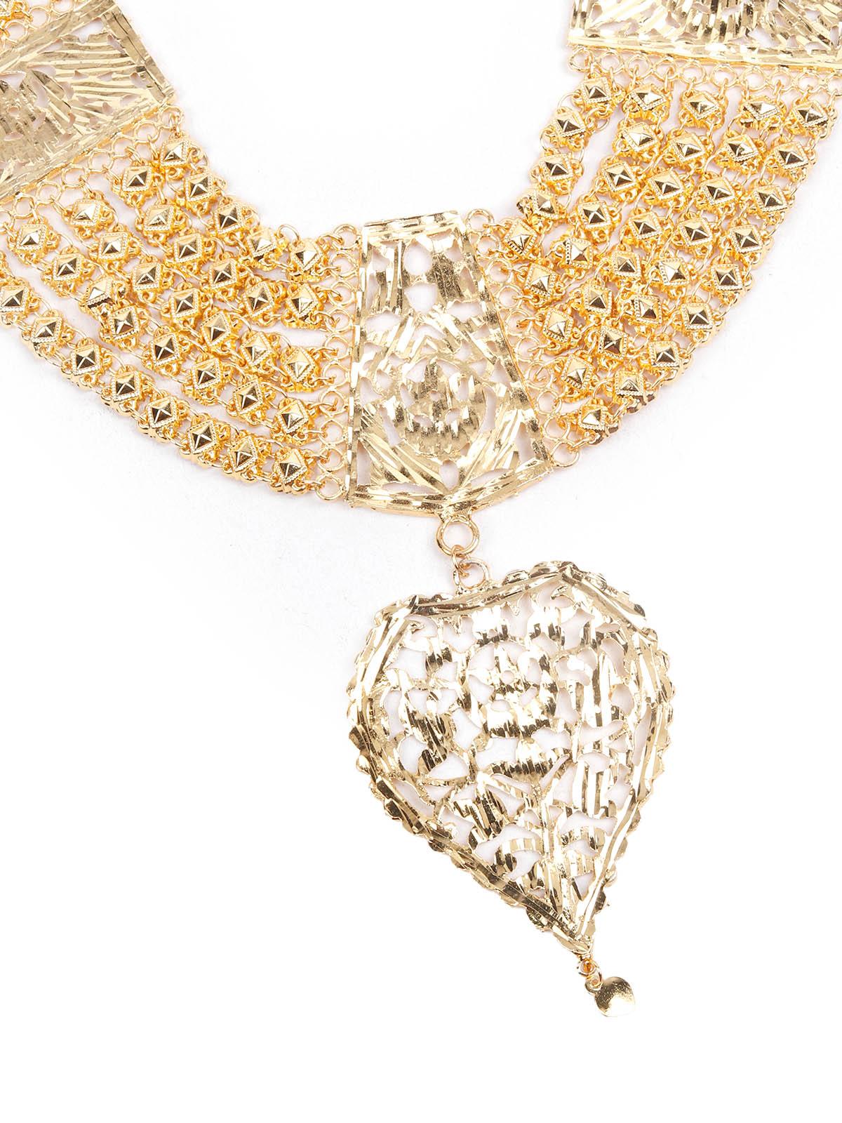 STUNNING GOLD NECKLACE SET FOR WOMEN - Rajwada