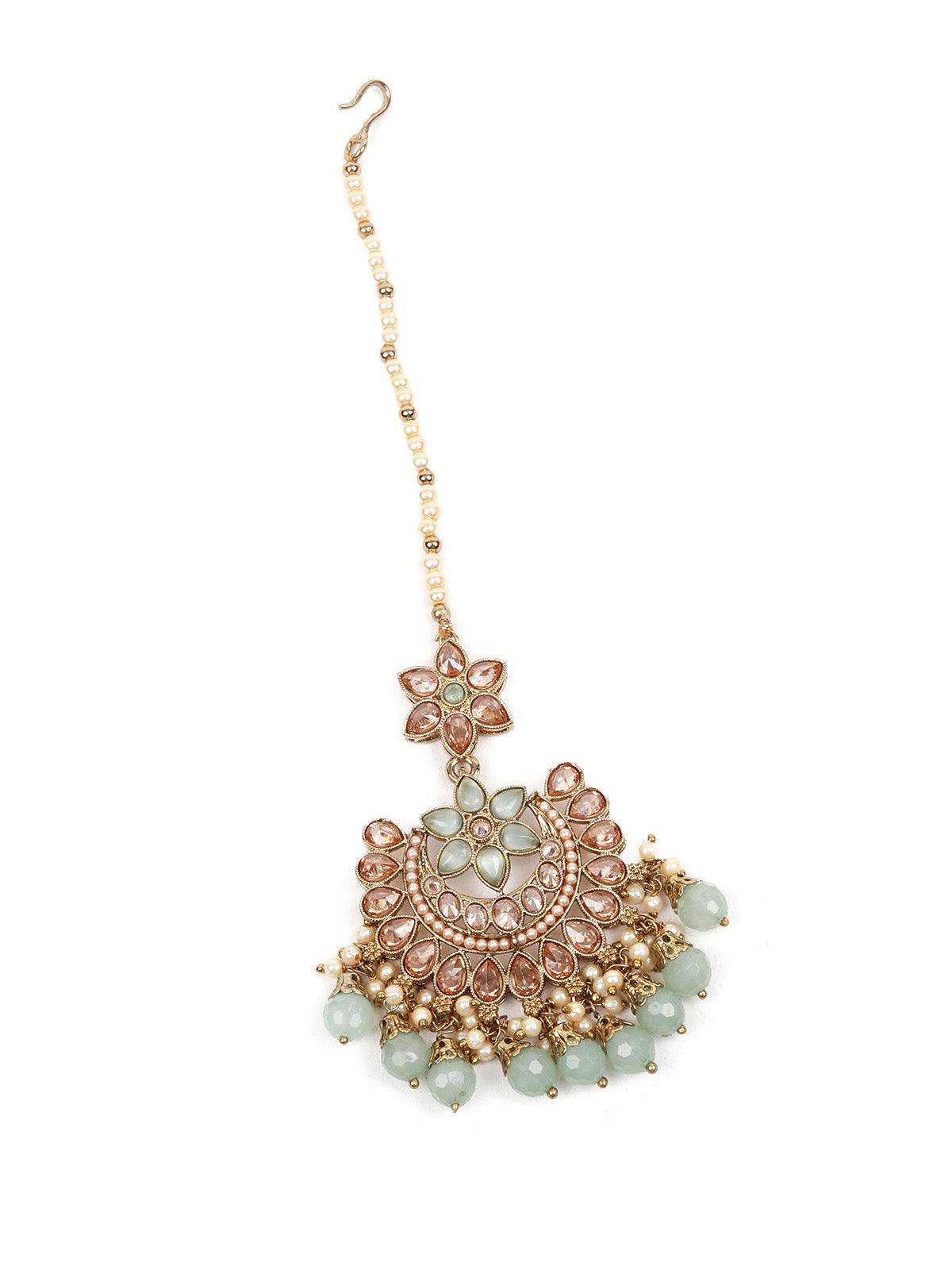 Stunning Long Gold Kundan Studded Necklace Set for Women - Rajwada
