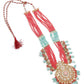 Stunning Pink & Green Necklace Set For Women - Rajwada