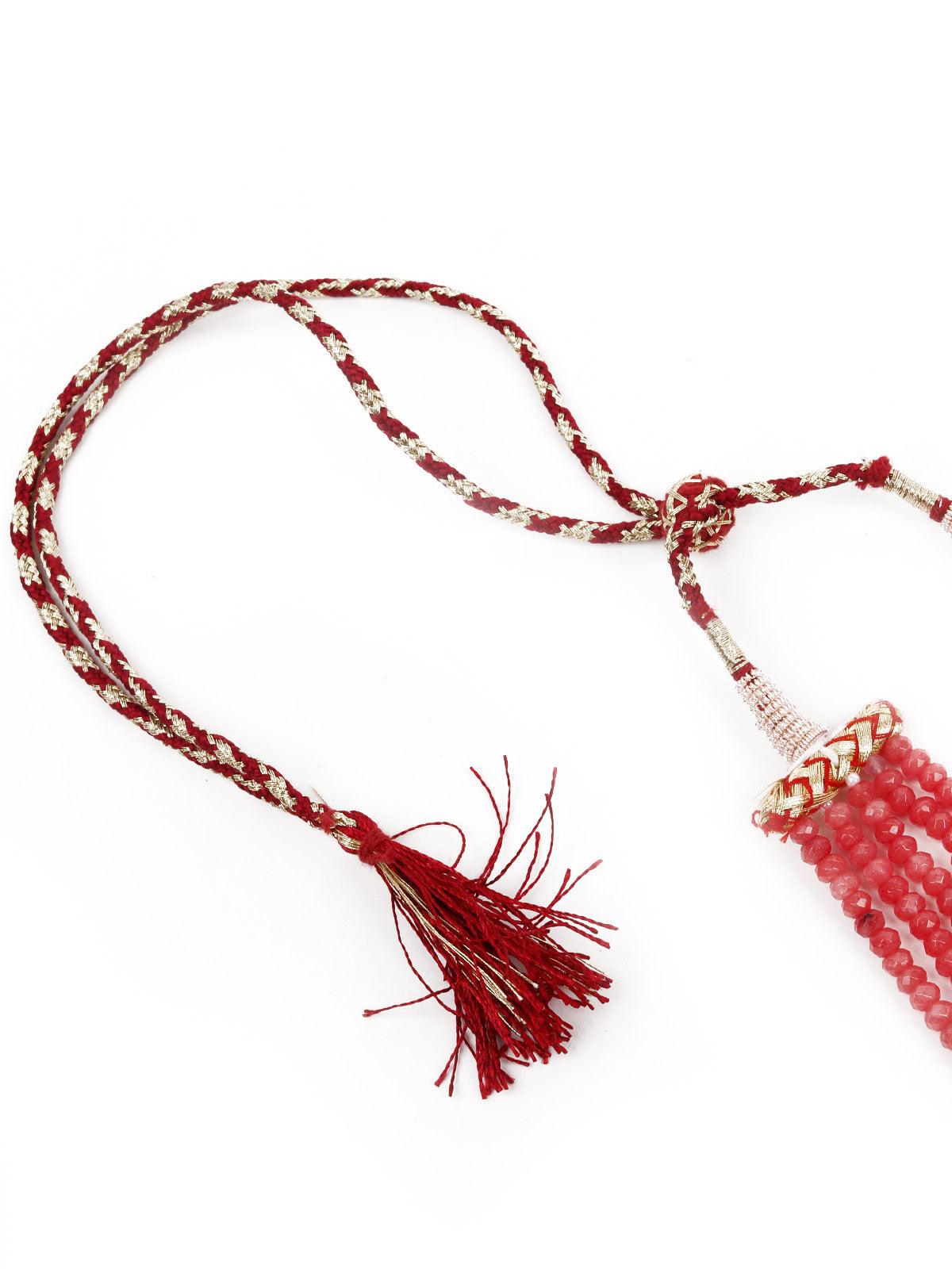 Stunning Pink & Green Necklace Set For Women - Rajwada