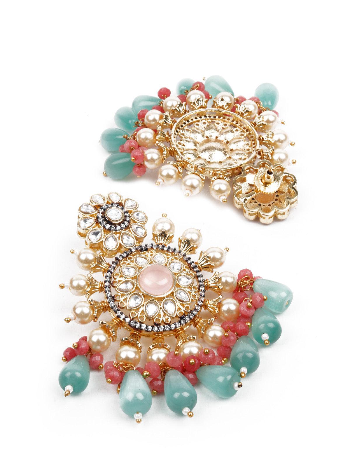 Stunning Pink & Green Necklace Set For Women - Rajwada