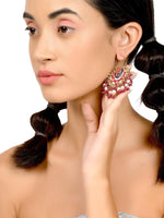 Stunning red beaded statement drop earrings - Rajwada