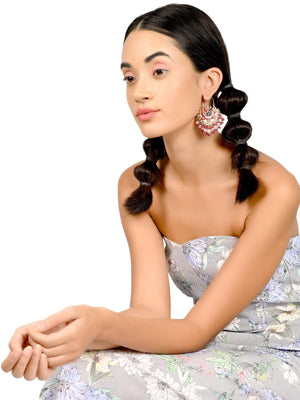 Stunning red beaded statement drop earrings - Rajwada