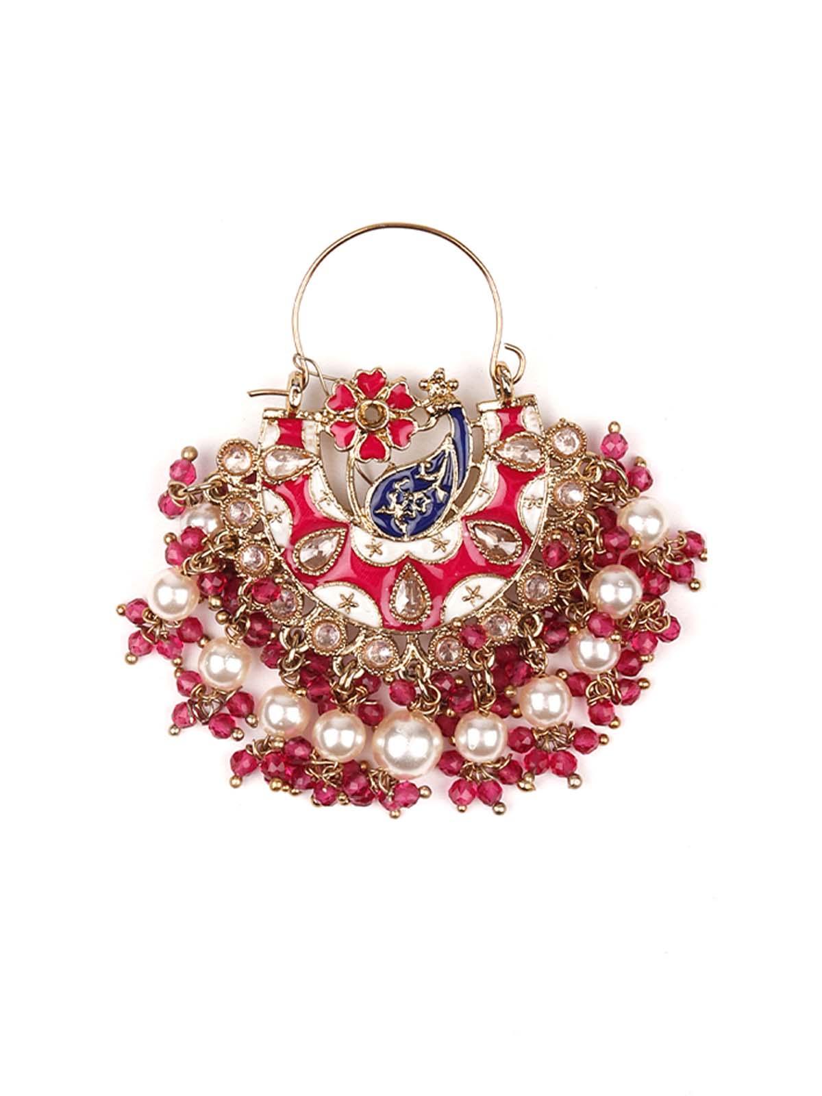 Stunning red beaded statement drop earrings - Rajwada