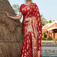 Stunning Red Silk Saree - Rajwada