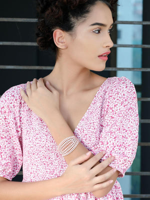 Stunning rose gold broad embellished bracelet - Rajwada