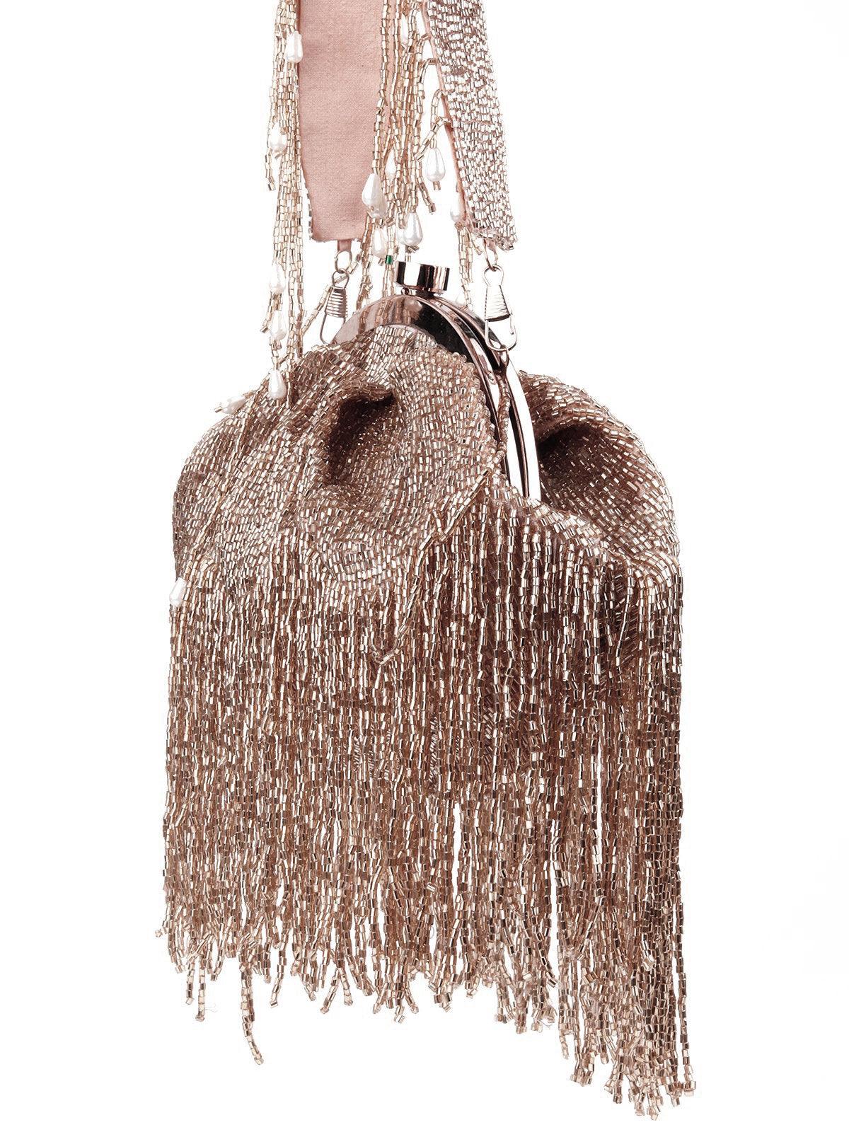 Stunning Rose Gold Tassel Batuwa - Rajwada