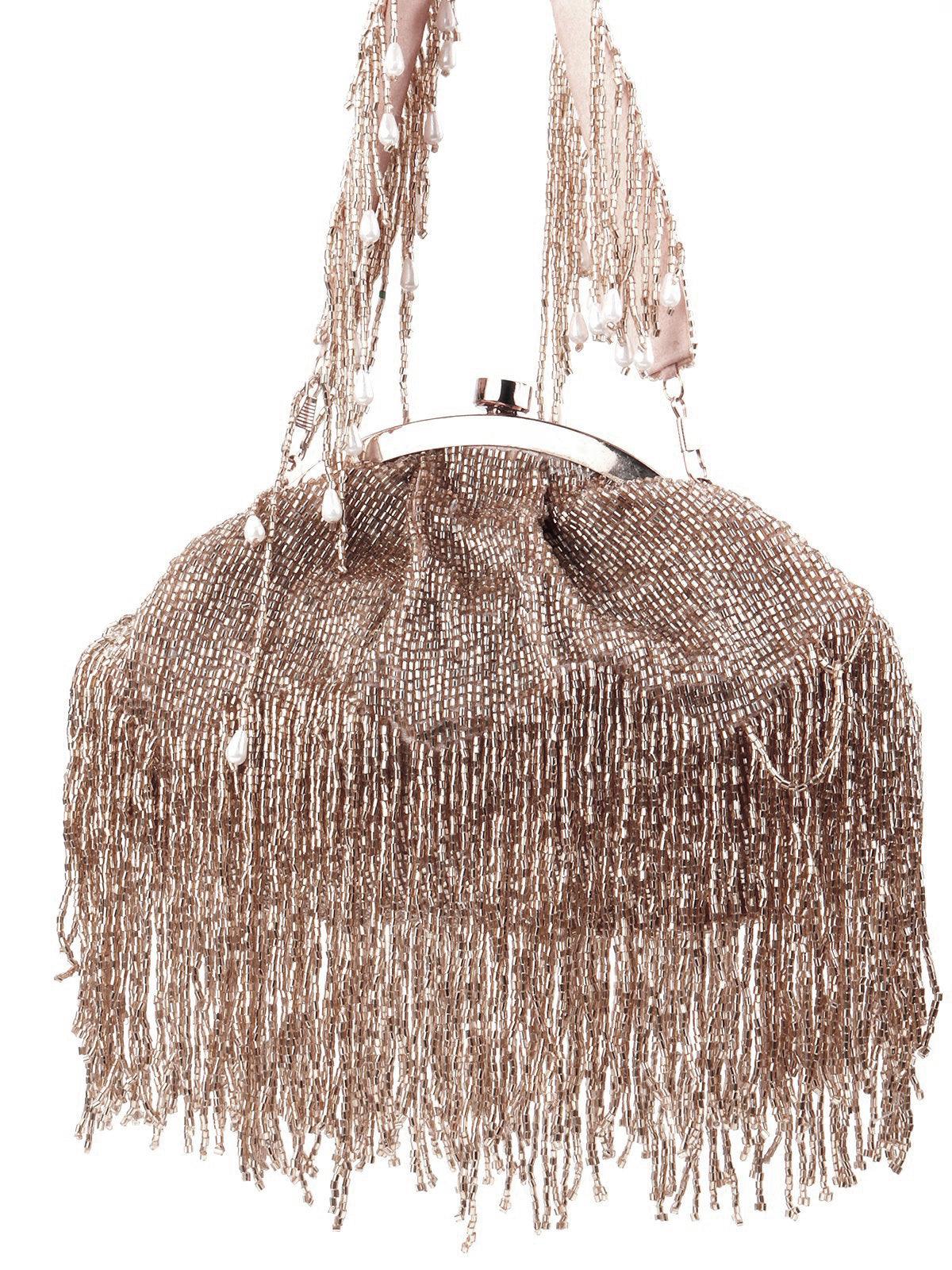 Stunning Rose Gold Tassel Batuwa - Rajwada