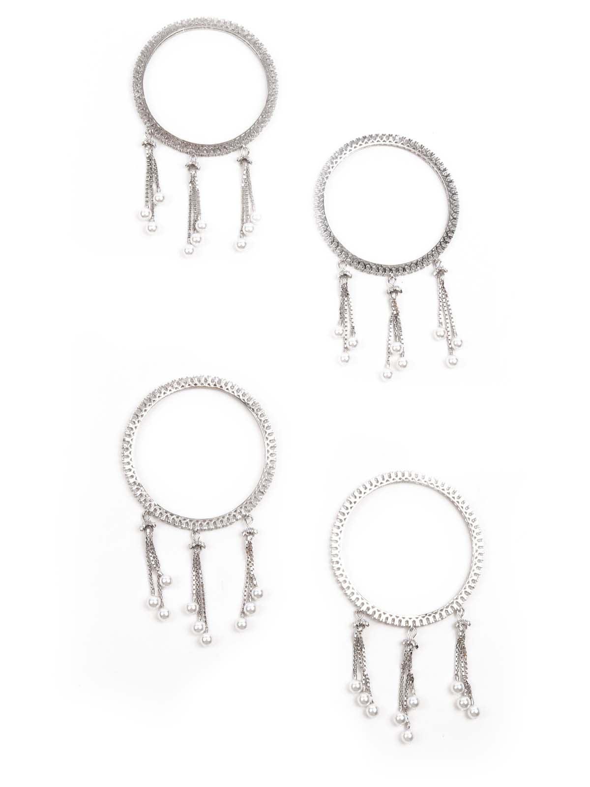 STUNNING SILVER ETHNIC BANGLES WITH LATKAN - Rajwada