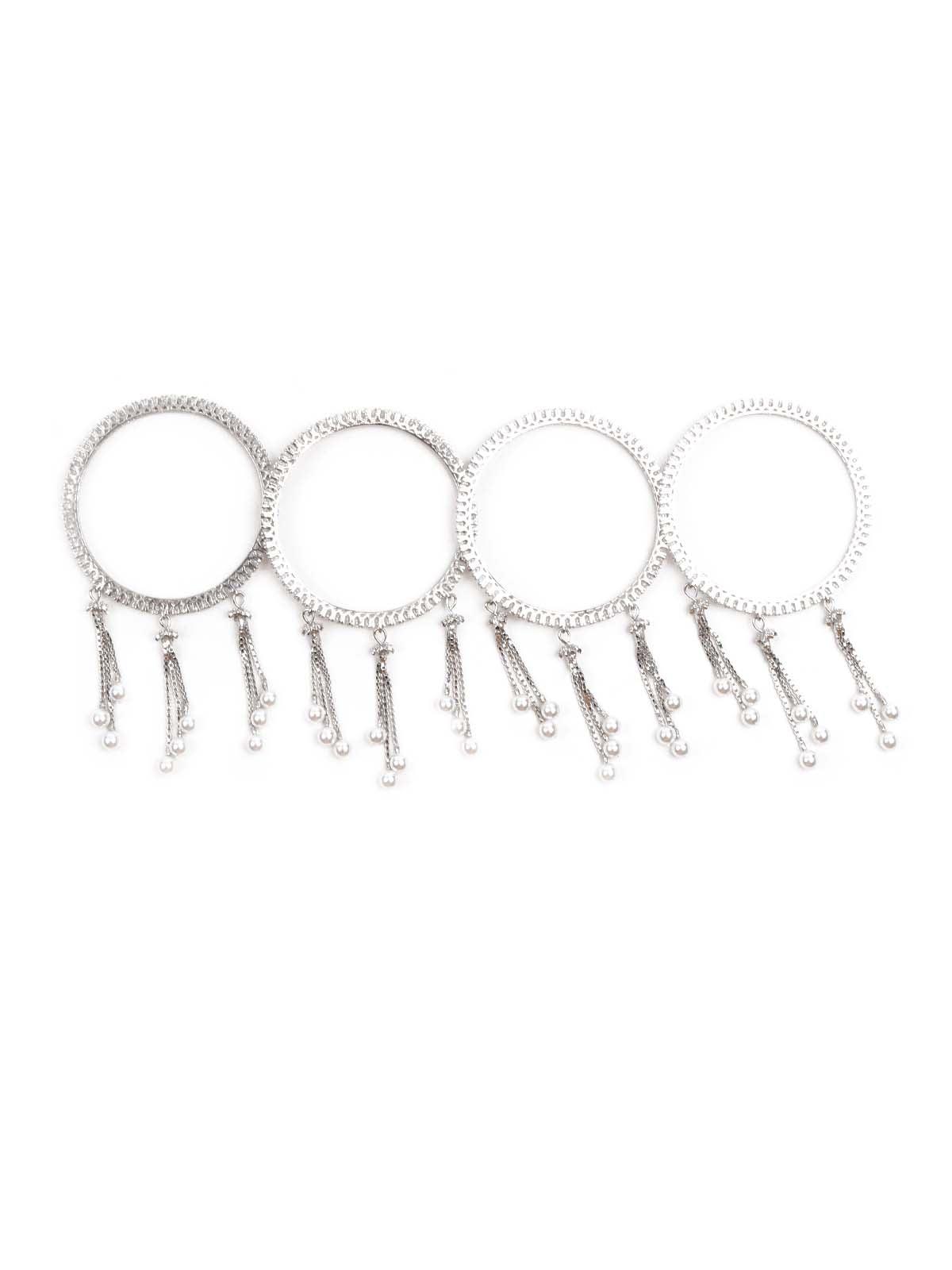 STUNNING SILVER ETHNIC BANGLES WITH LATKAN - Rajwada