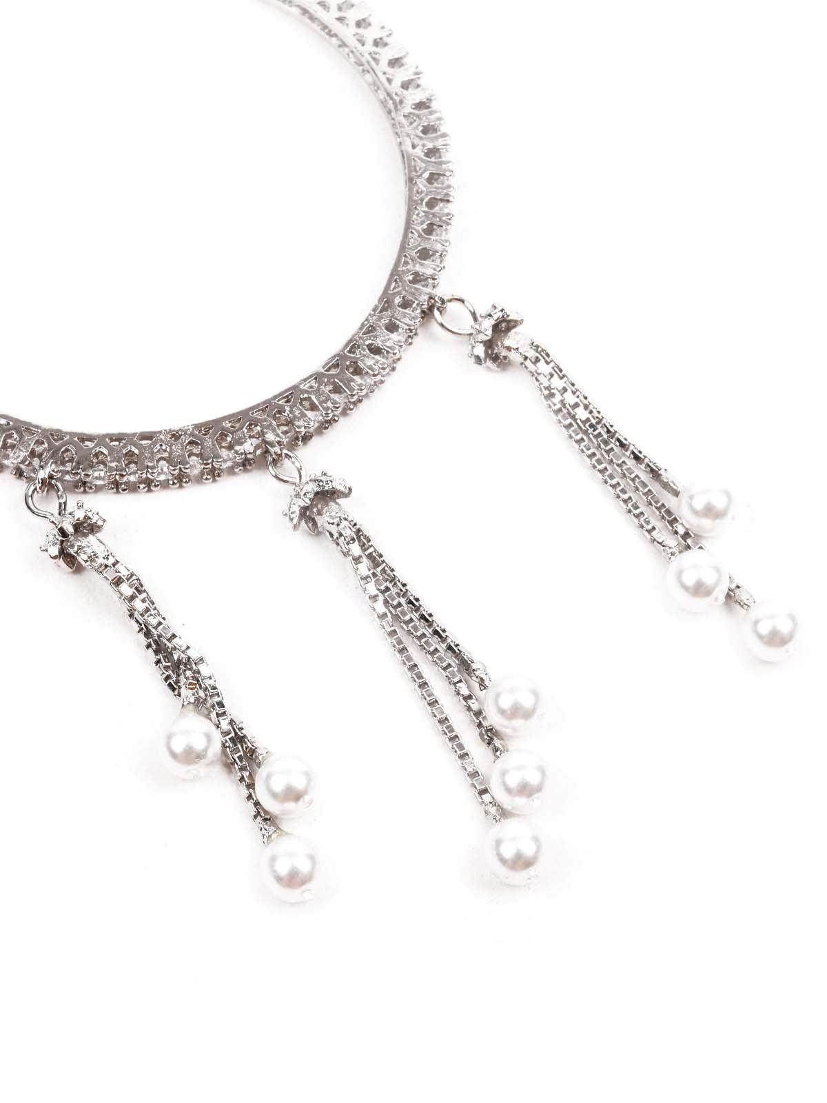STUNNING SILVER ETHNIC BANGLES WITH LATKAN - Rajwada
