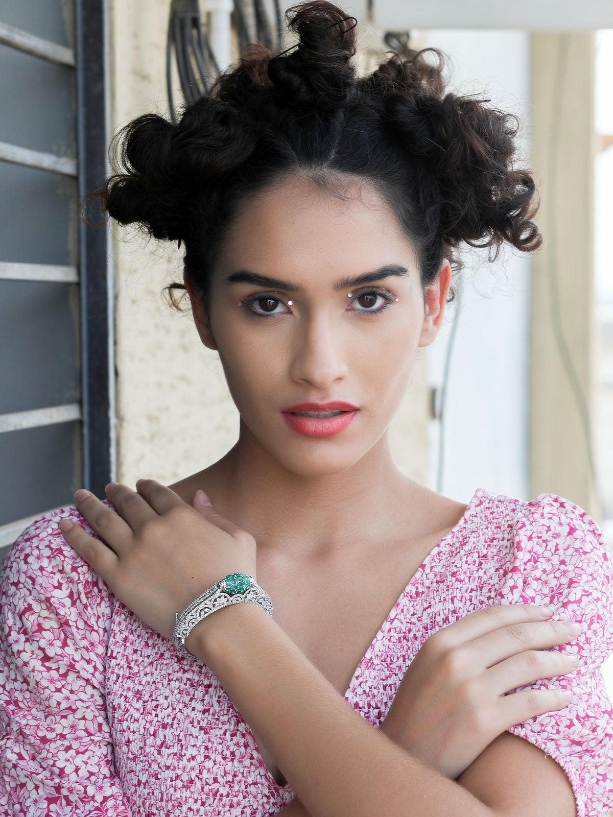 Stunning silver studded bracelet - Rajwada