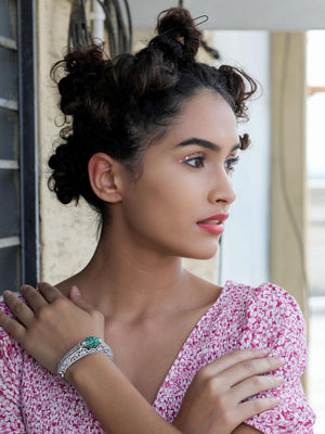 Stunning silver studded bracelet - Rajwada