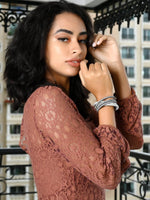 Stunning Silver Twisted Statement Band Bracelet - Rajwada