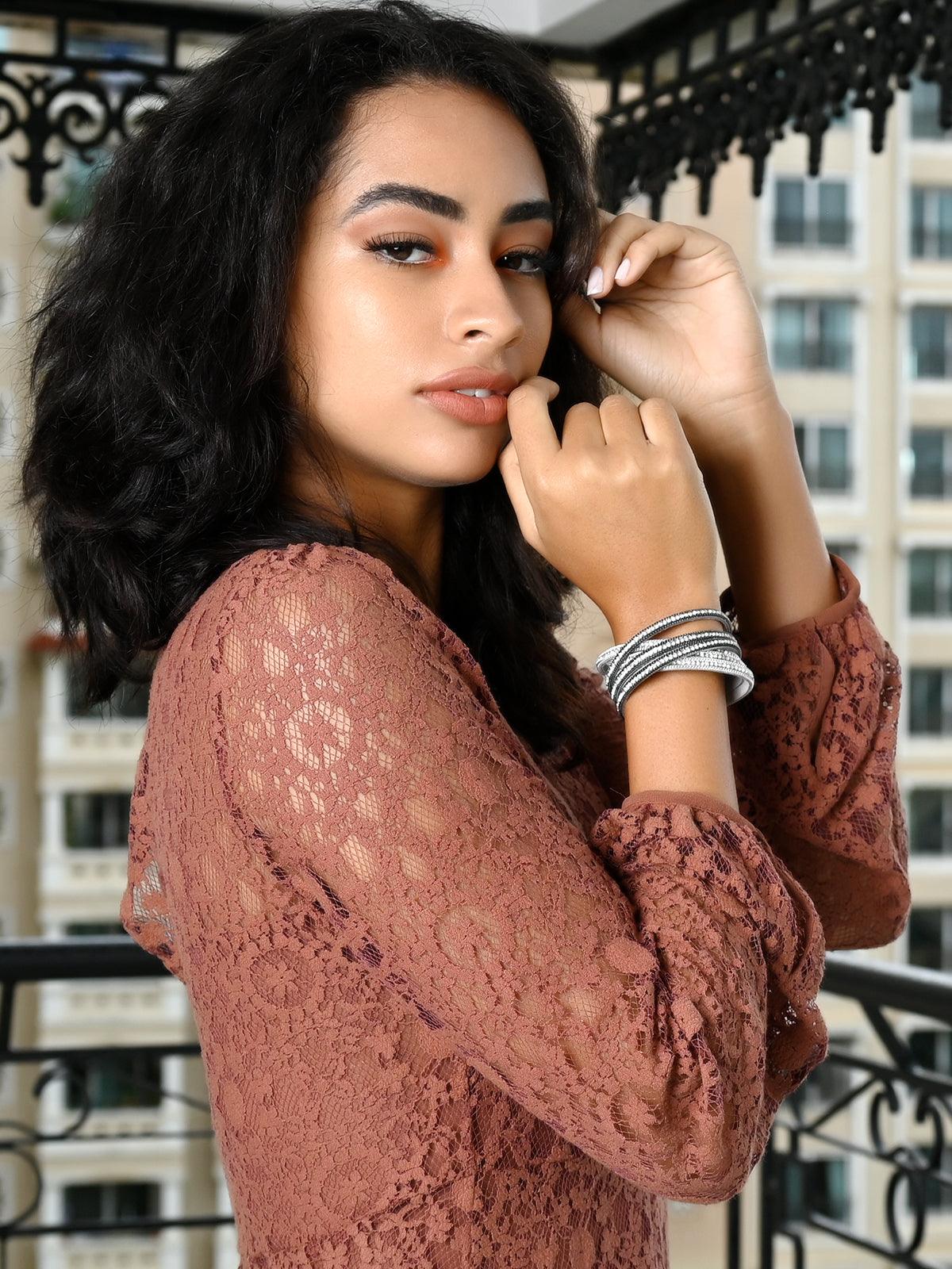 Stunning Silver Twisted Statement Band Bracelet - Rajwada