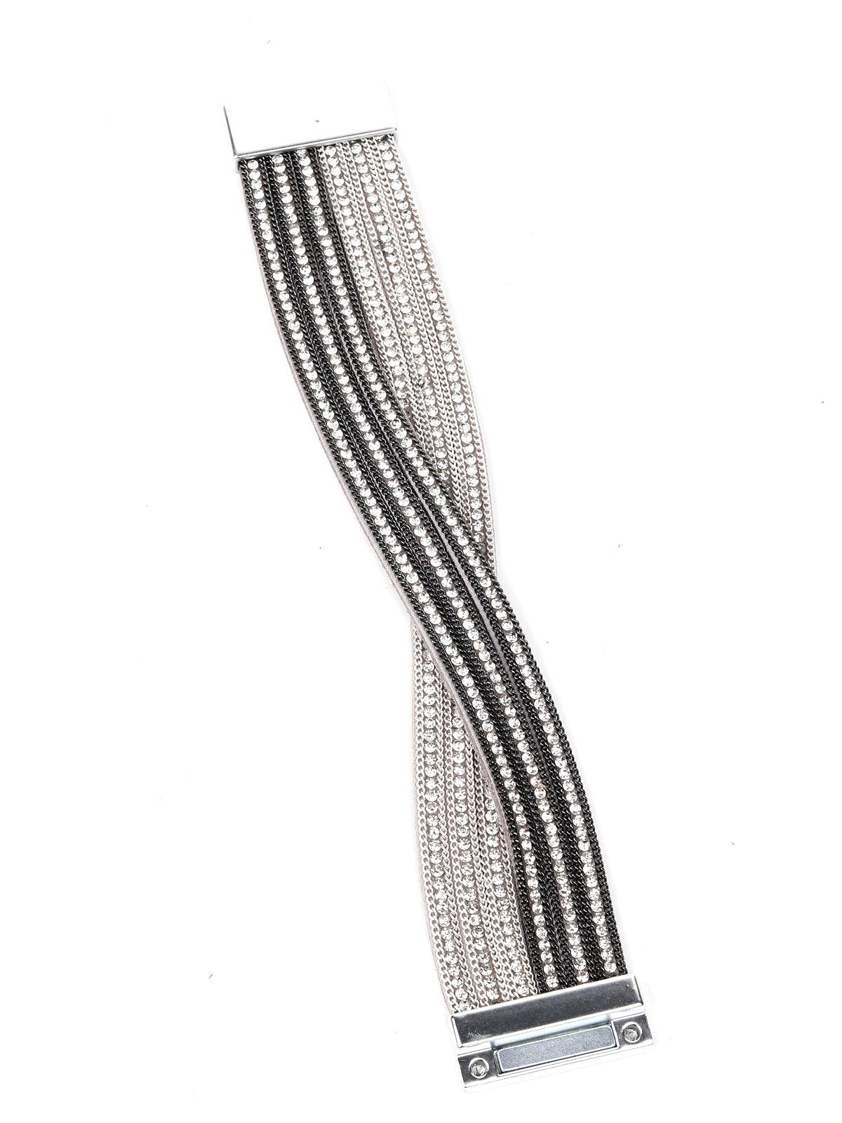 Stunning Silver Twisted Statement Band Bracelet - Rajwada