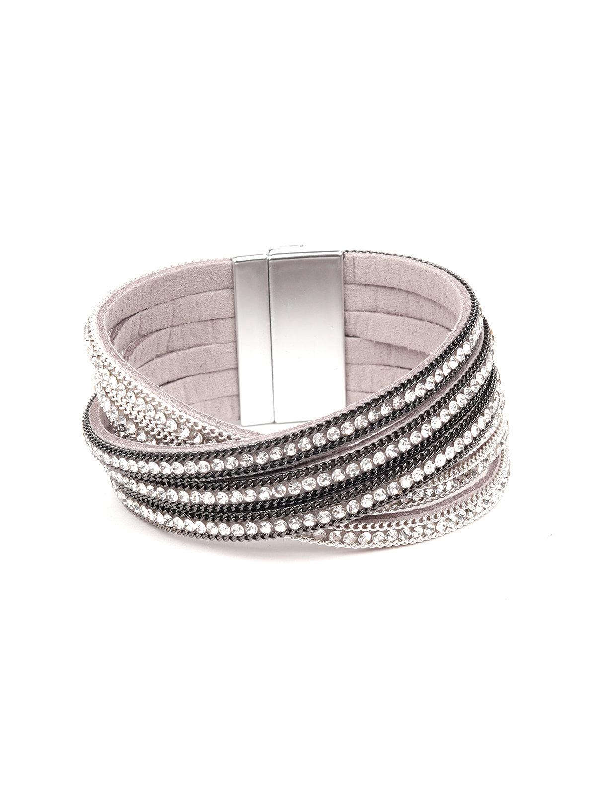 Stunning Silver Twisted Statement Band Bracelet - Rajwada