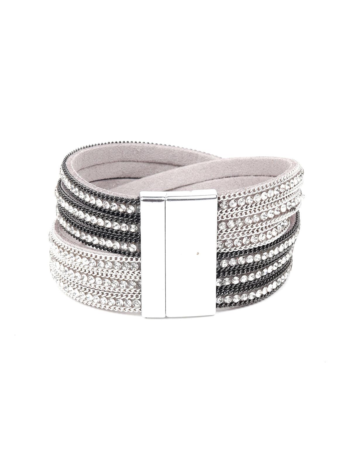 Stunning Silver Twisted Statement Band Bracelet - Rajwada
