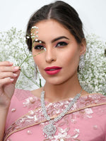Stunning studded silver necklace set for women - Rajwada