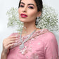Stunning studded silver necklace set for women - Rajwada