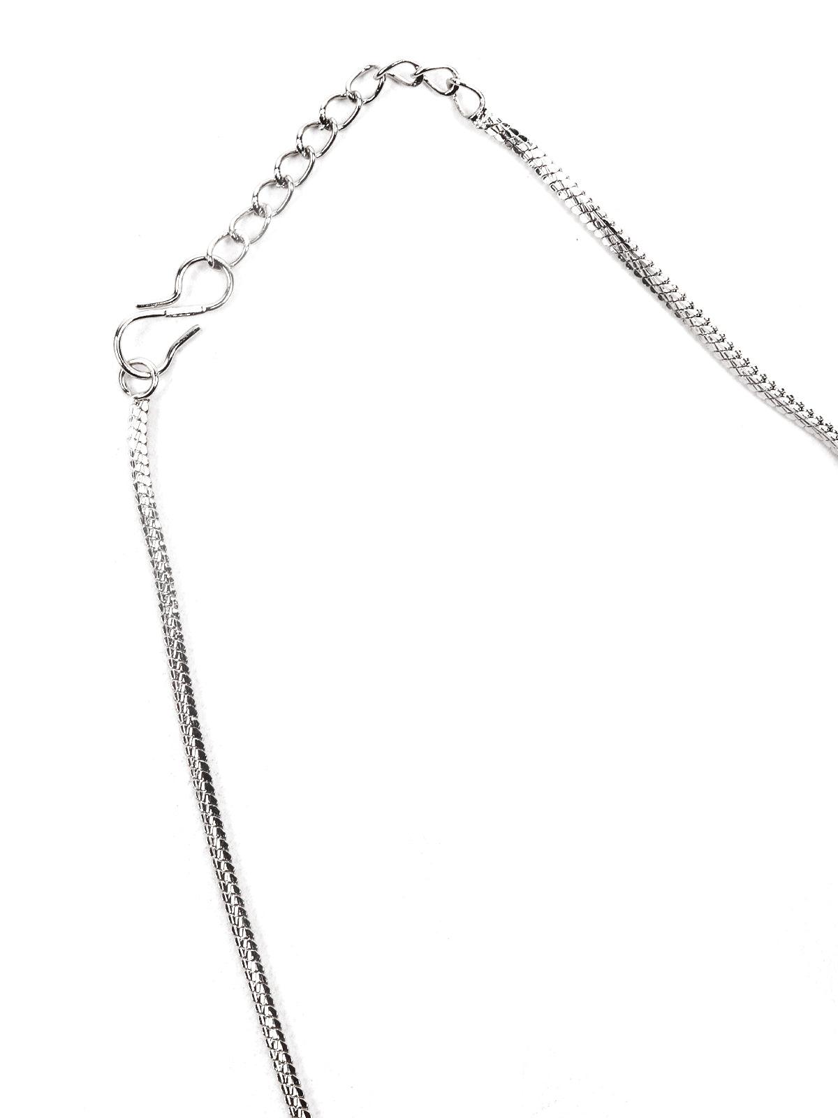 Stunning studded silver necklace set for women - Rajwada
