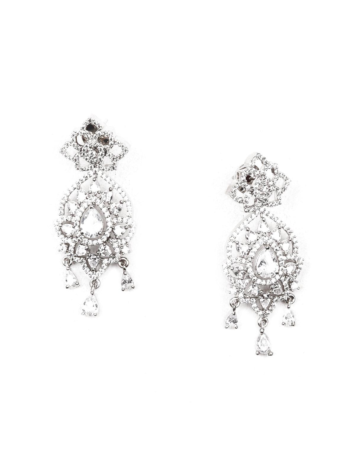 Stunning studded silver necklace set for women - Rajwada