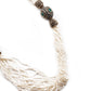 Stunning white beaded statement necklace set - Rajwada
