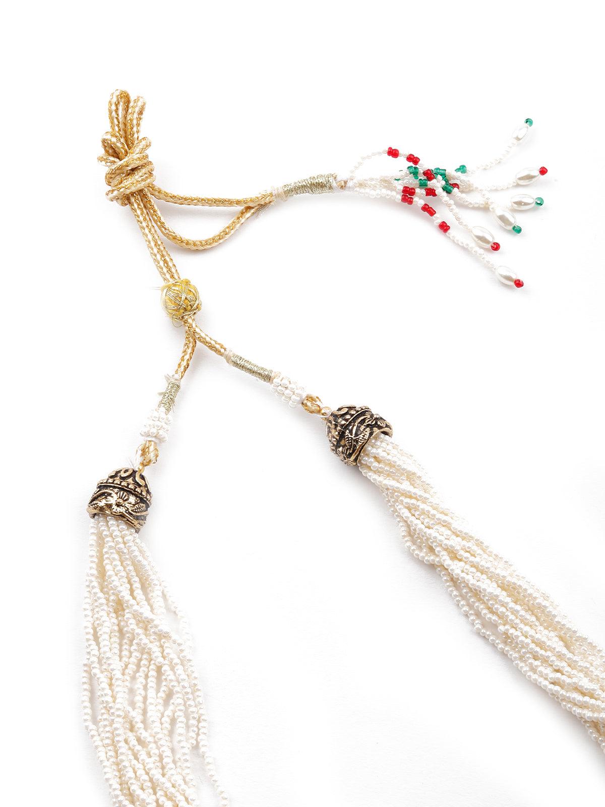 Stunning white beaded statement necklace set - Rajwada