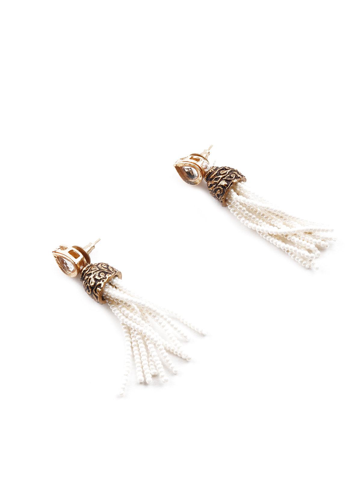 Stunning white beaded statement necklace set - Rajwada