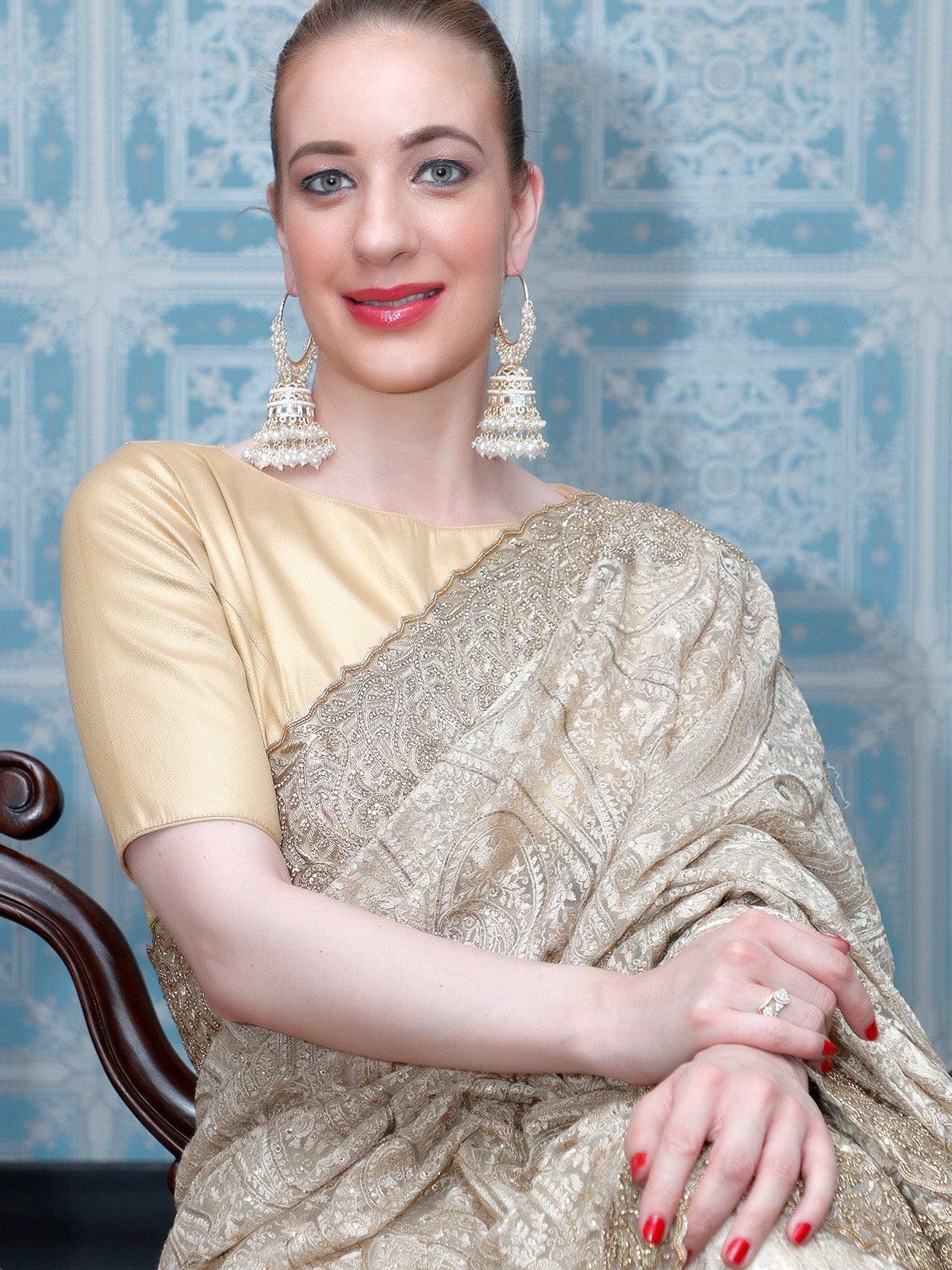 Stunning White Hoops Earrings With Jhumki - Rajwada