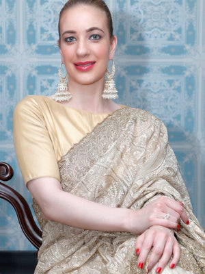 Stunning White Hoops Earrings With Jhumki - Rajwada